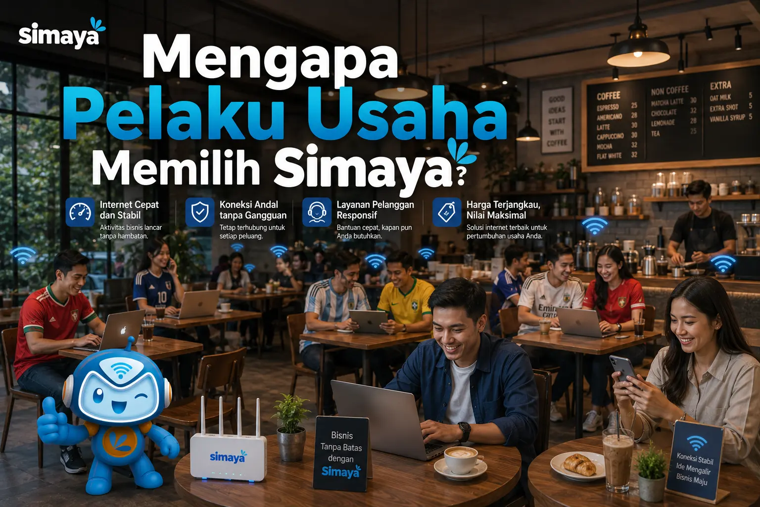 Pelaku usaha menggunakan internet bisnis stabil dari Simaya