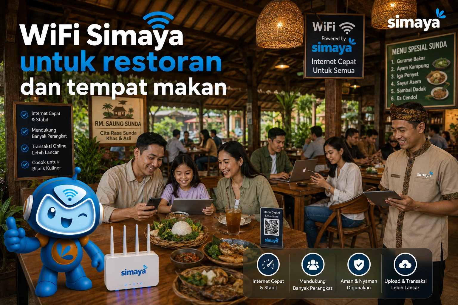 WiFi Simaya untuk restoran dan tempat makan dengan koneksi stabil