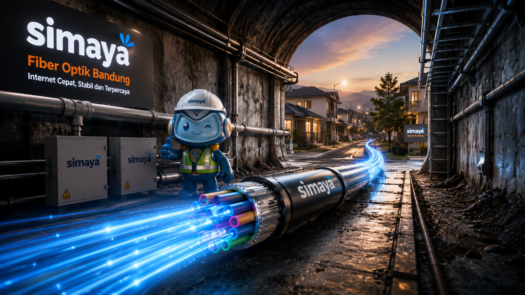 Jaringan fiber optik Simaya menghubungkan rumah-rumah di Bandung