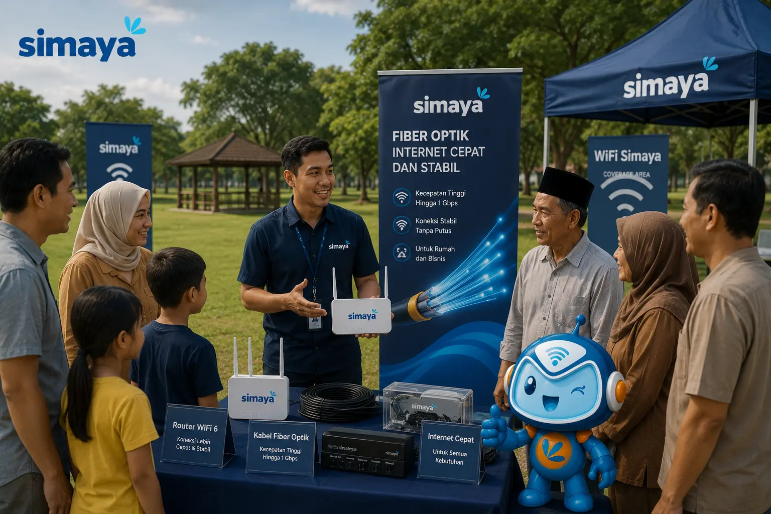 Jaringan fiber optik Simaya untuk internet stabil