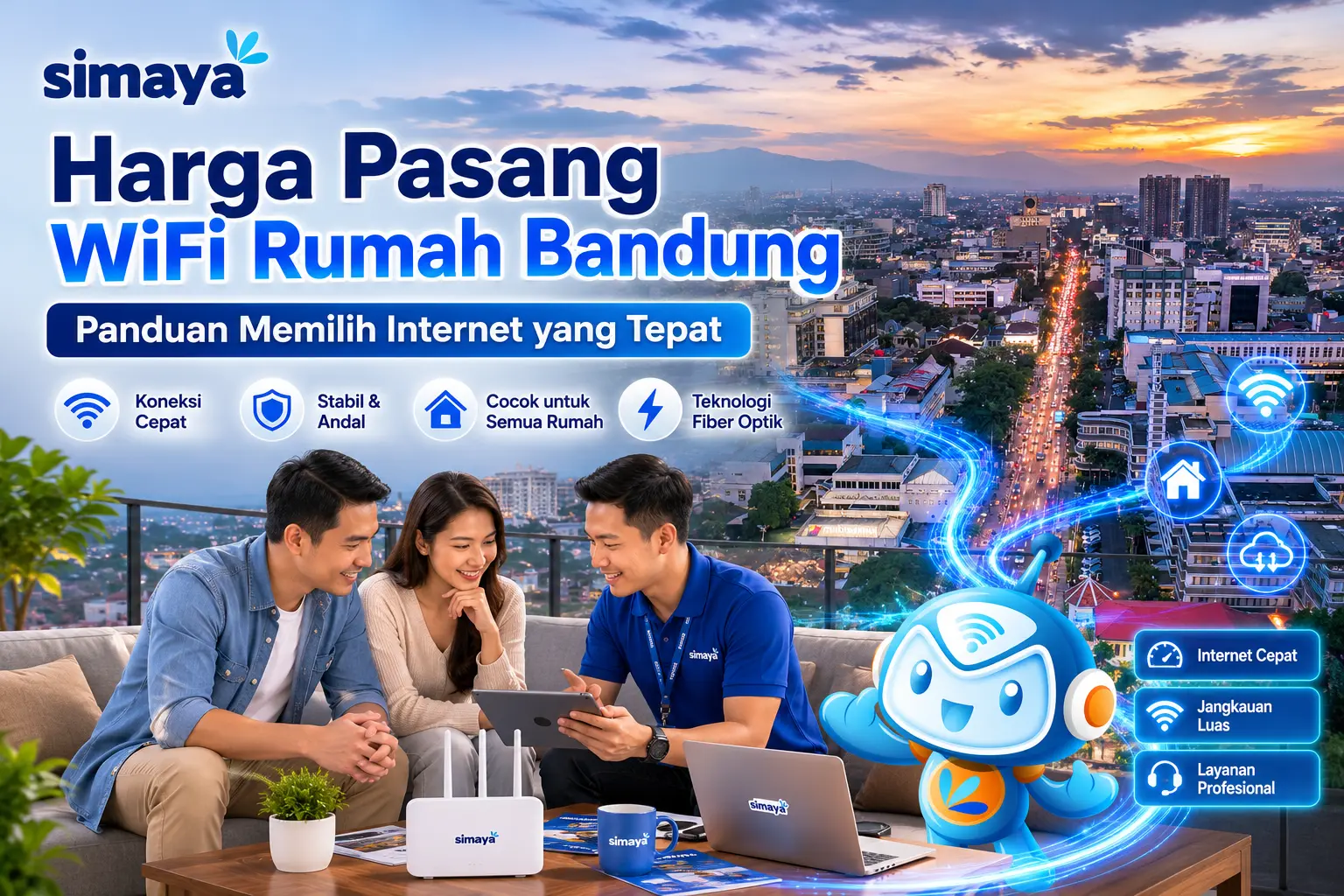 Harga pasang WiFi rumah Bandung dengan internet fiber optik Simaya