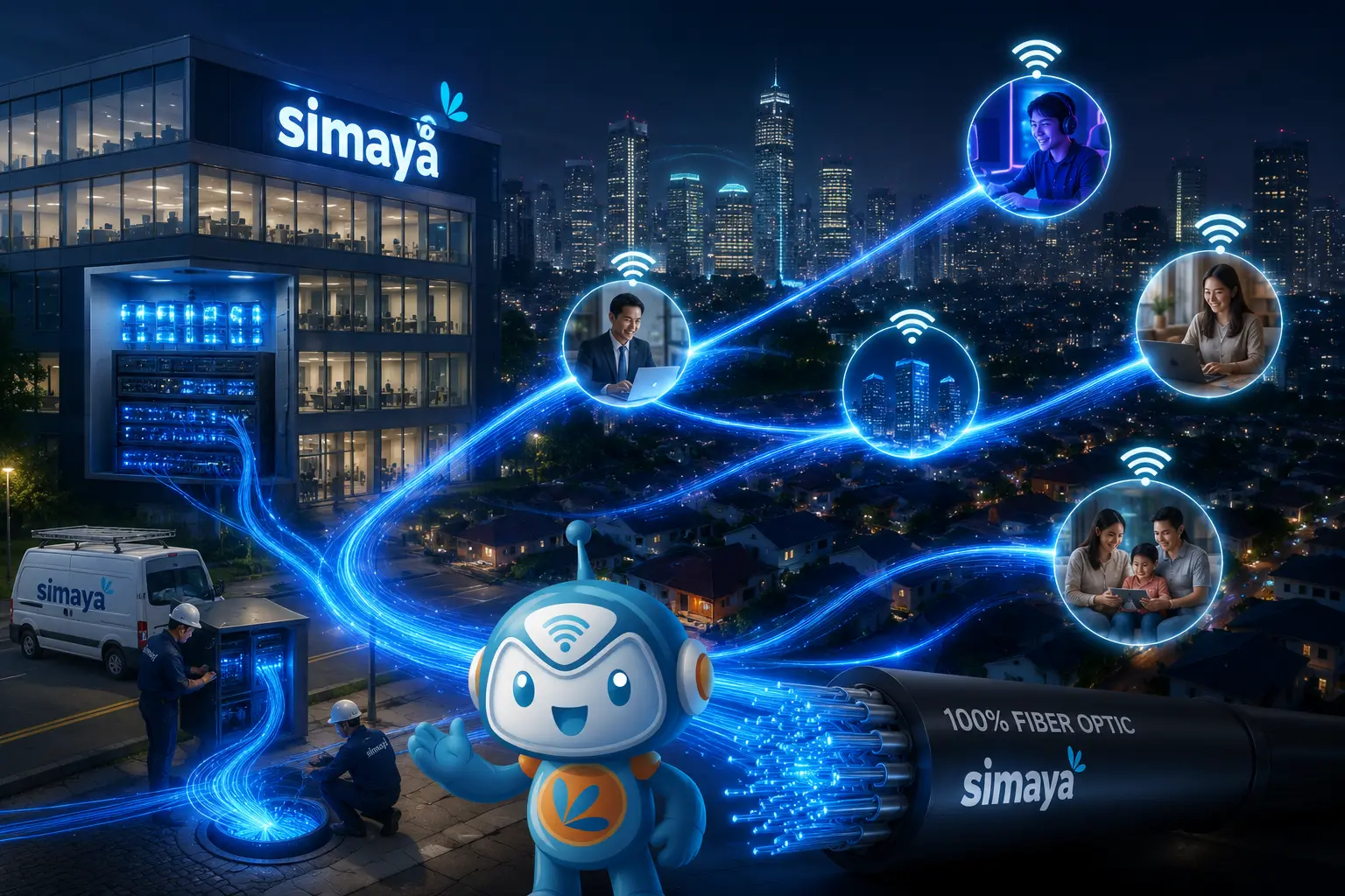 Jaringan fiber optik modern Simaya