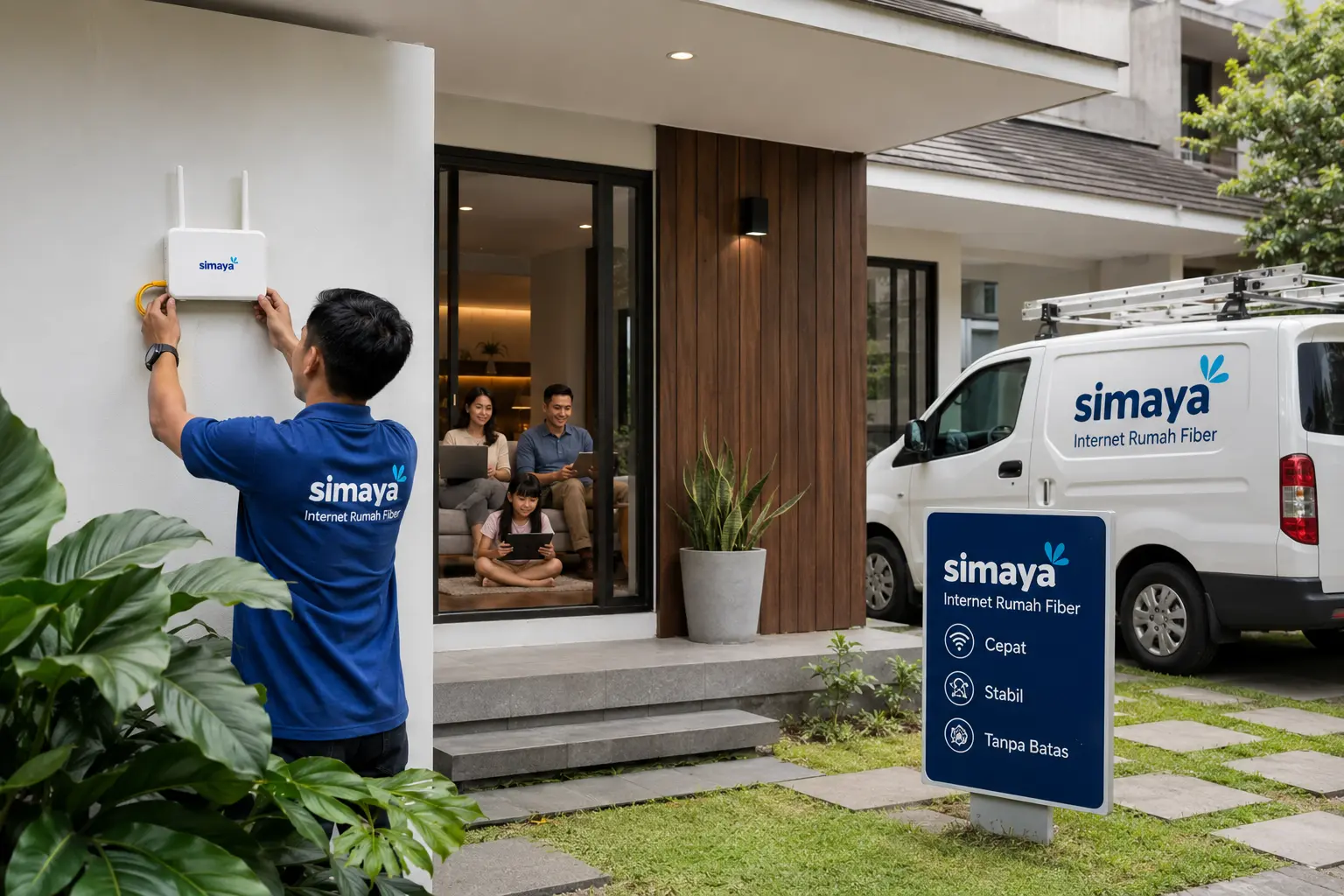 Pengguna internet rumah di Bandung menggunakan WiFi fiber optic