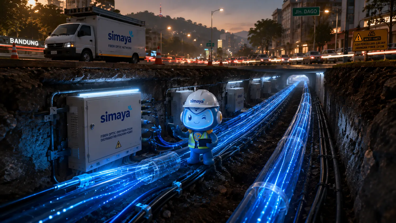 Jaringan fiber optik Simaya di kawasan Bandung