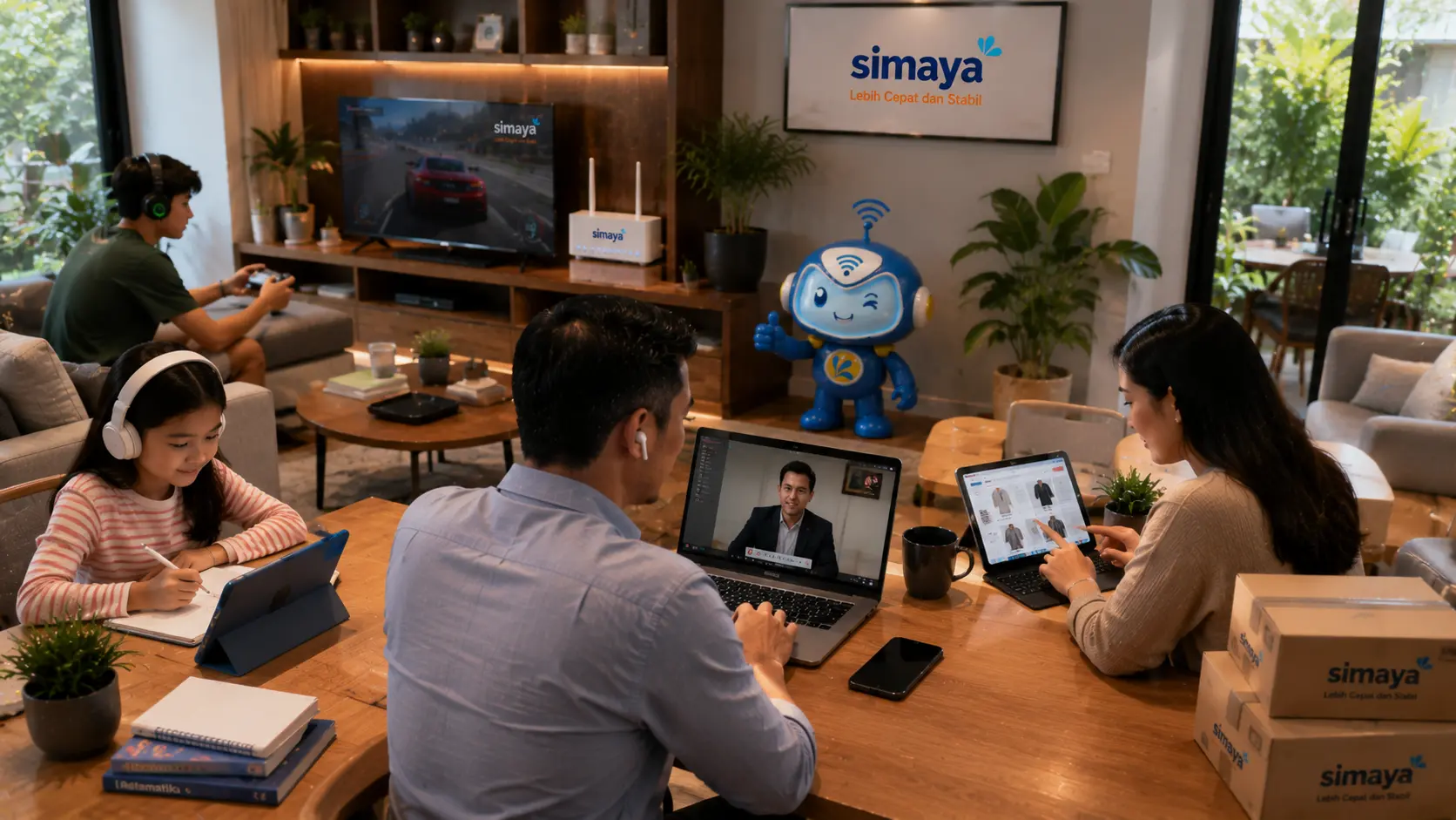 Keluarga menggunakan internet Simaya di Bandung