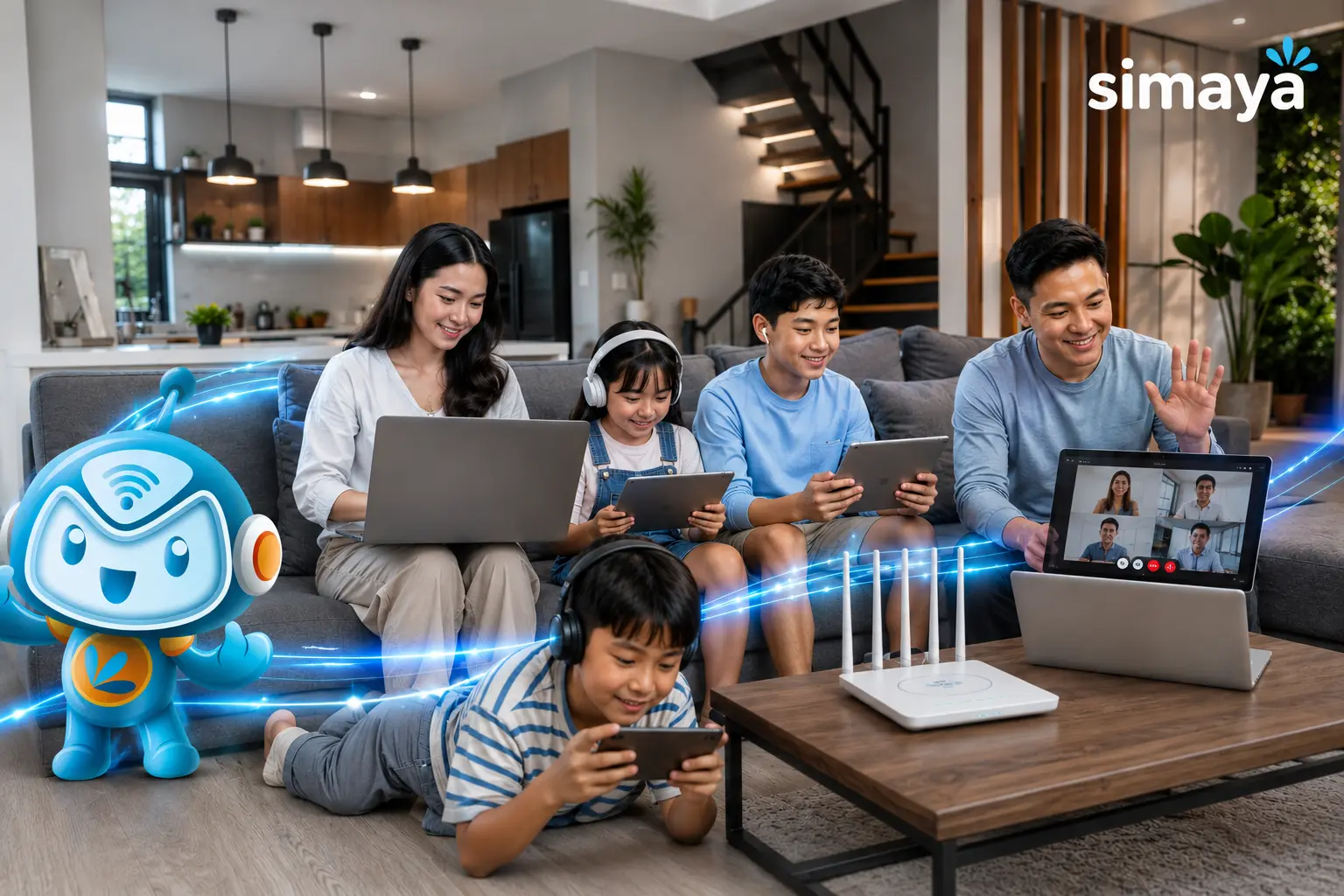 Keluarga Indonesia menggunakan internet rumah unlimited untuk aktivitas digital