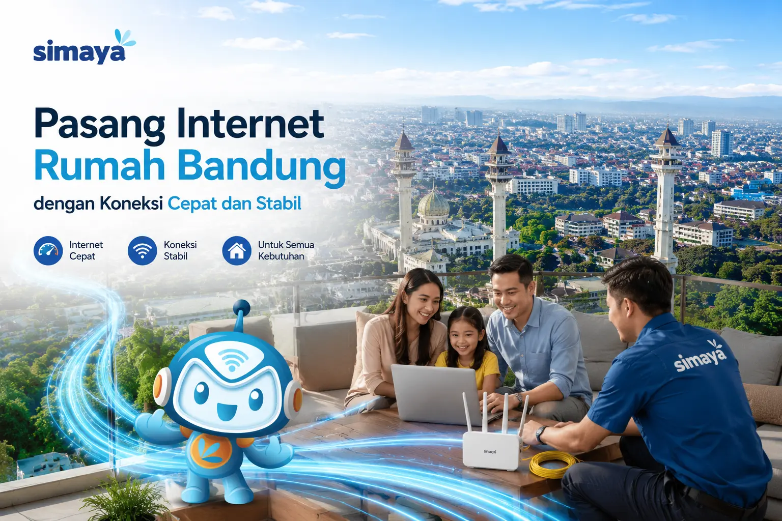 Pasang internet rumah Bandung dengan jaringan fiber optik Simaya