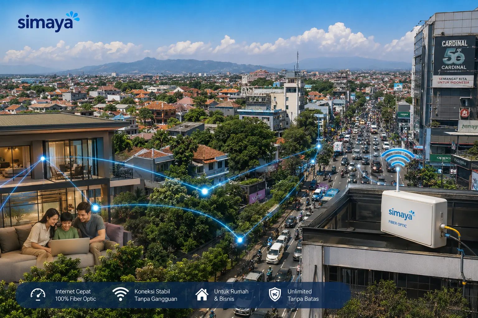 Area layanan WiFi fiber optic Simaya di Setiabudi Bandung.