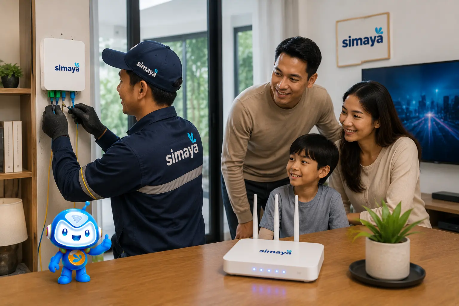 Jaringan fiber optic untuk internet rumah.