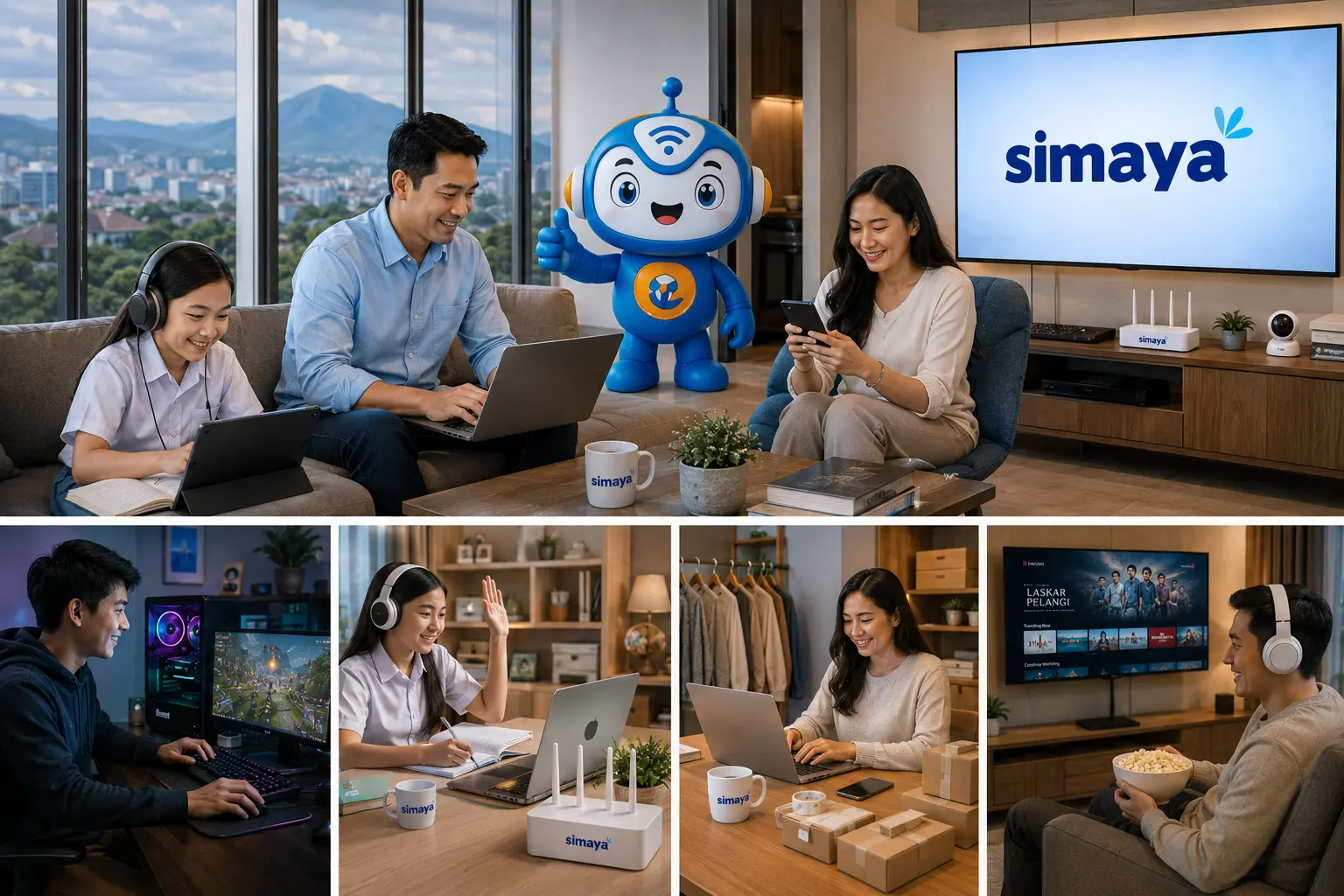 Teknologi fiber optic Simaya memberikan koneksi internet stabil.