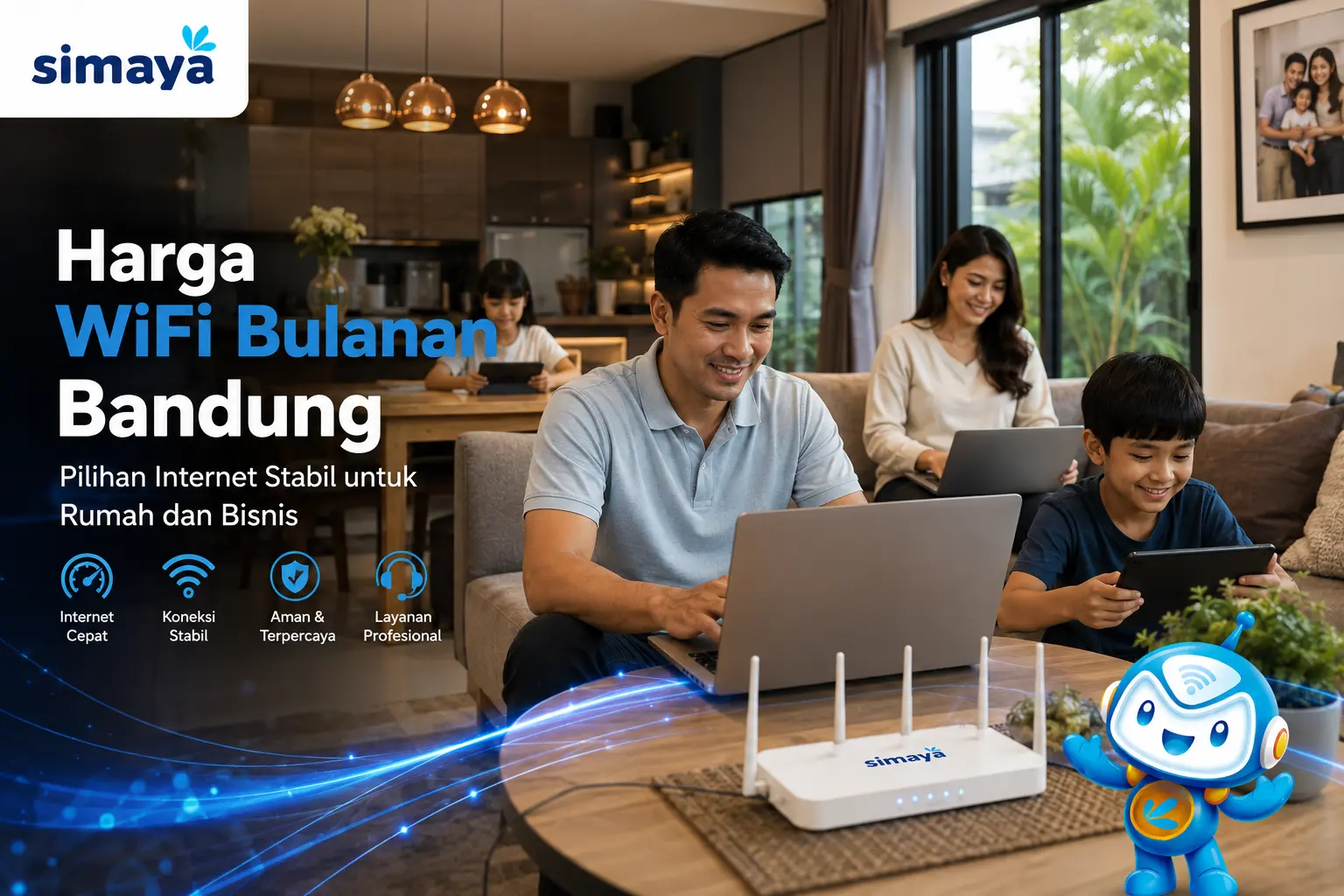 Harga WiFi bulanan Bandung dengan koneksi internet cepat dan stabil dari Simaya