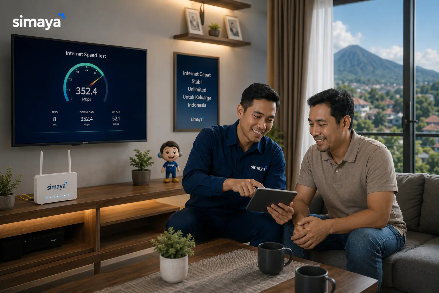 Instalasi internet fiber optic Simaya di Garut