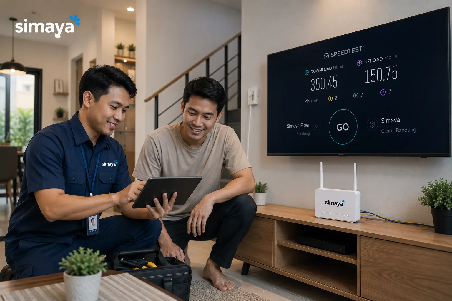 Instalasi internet fiber optic Simaya di Cibiru Bandung