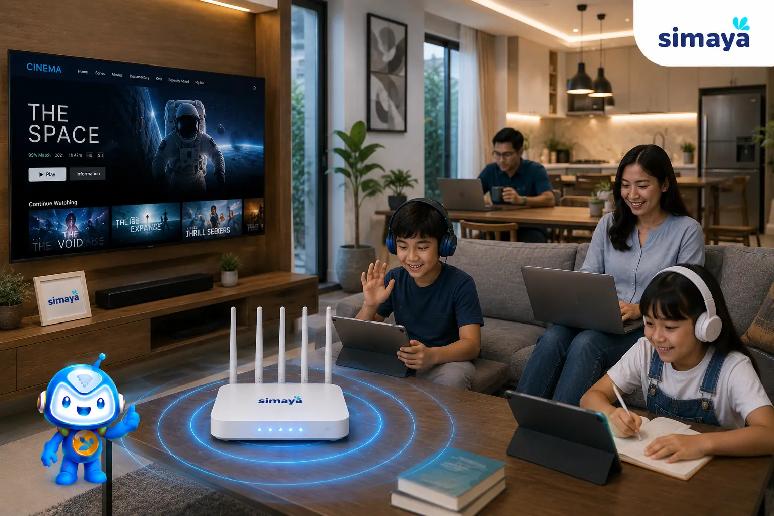 Layanan internet fiber optic Simaya untuk keluarga