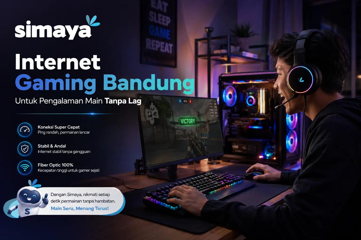 Internet gaming Bandung dengan koneksi fiber optik cepat dan stabil