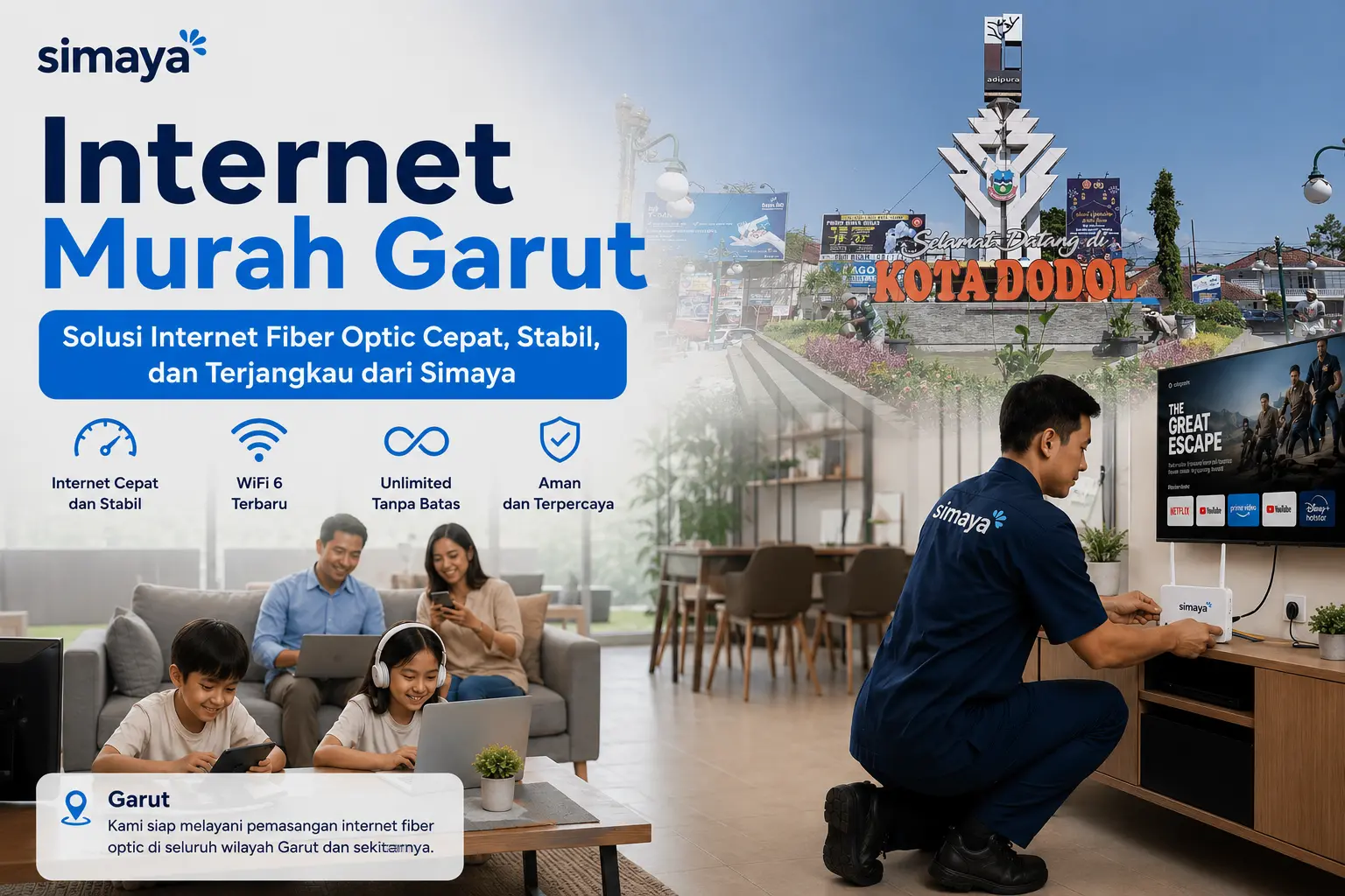 Internet murah Garut menggunakan jaringan fiber optic Simaya
