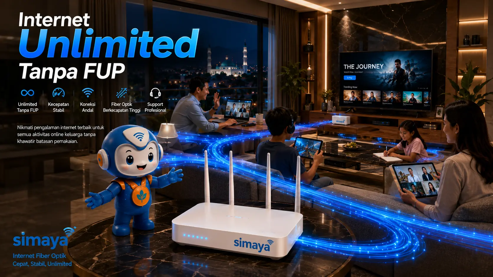 Internet fiber optik unlimited tanpa FUP dari Simaya.