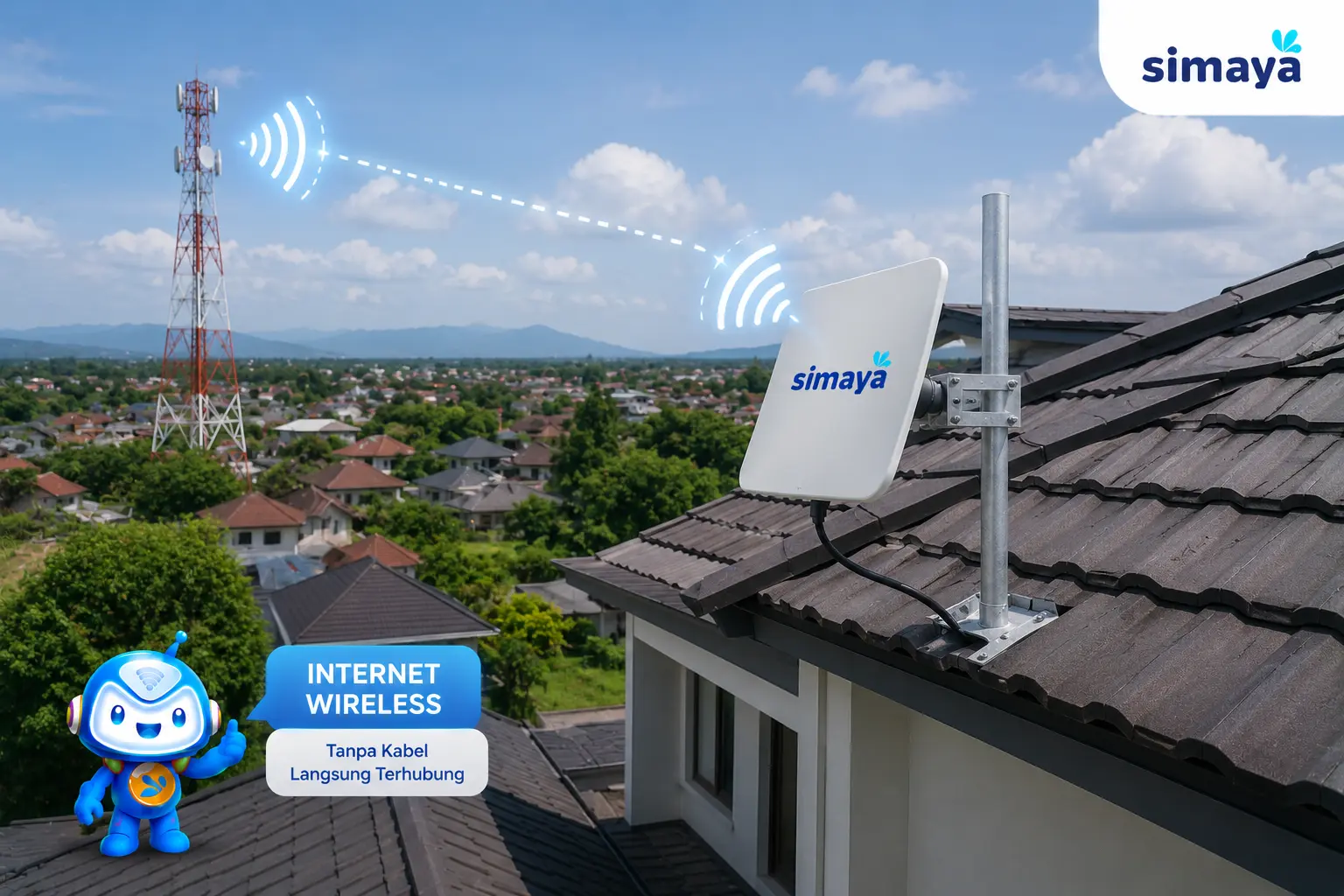 Antena internet wireless untuk koneksi rumah.