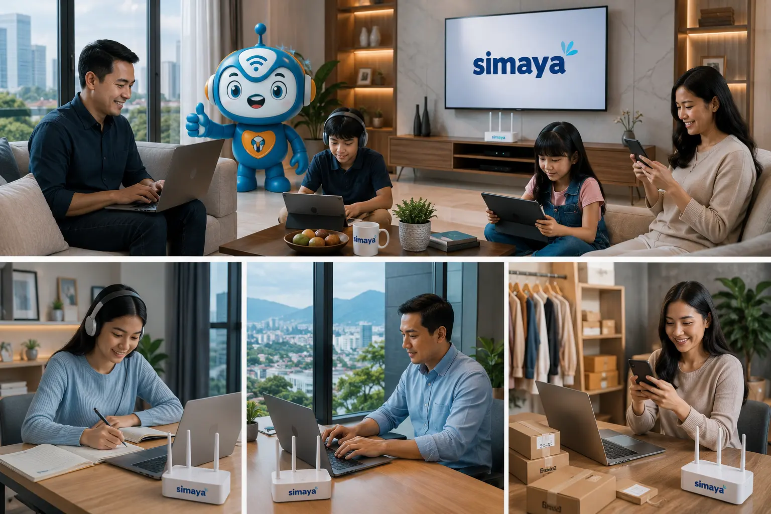 Aktivitas digital masyarakat Bandung menggunakan internet fiber.