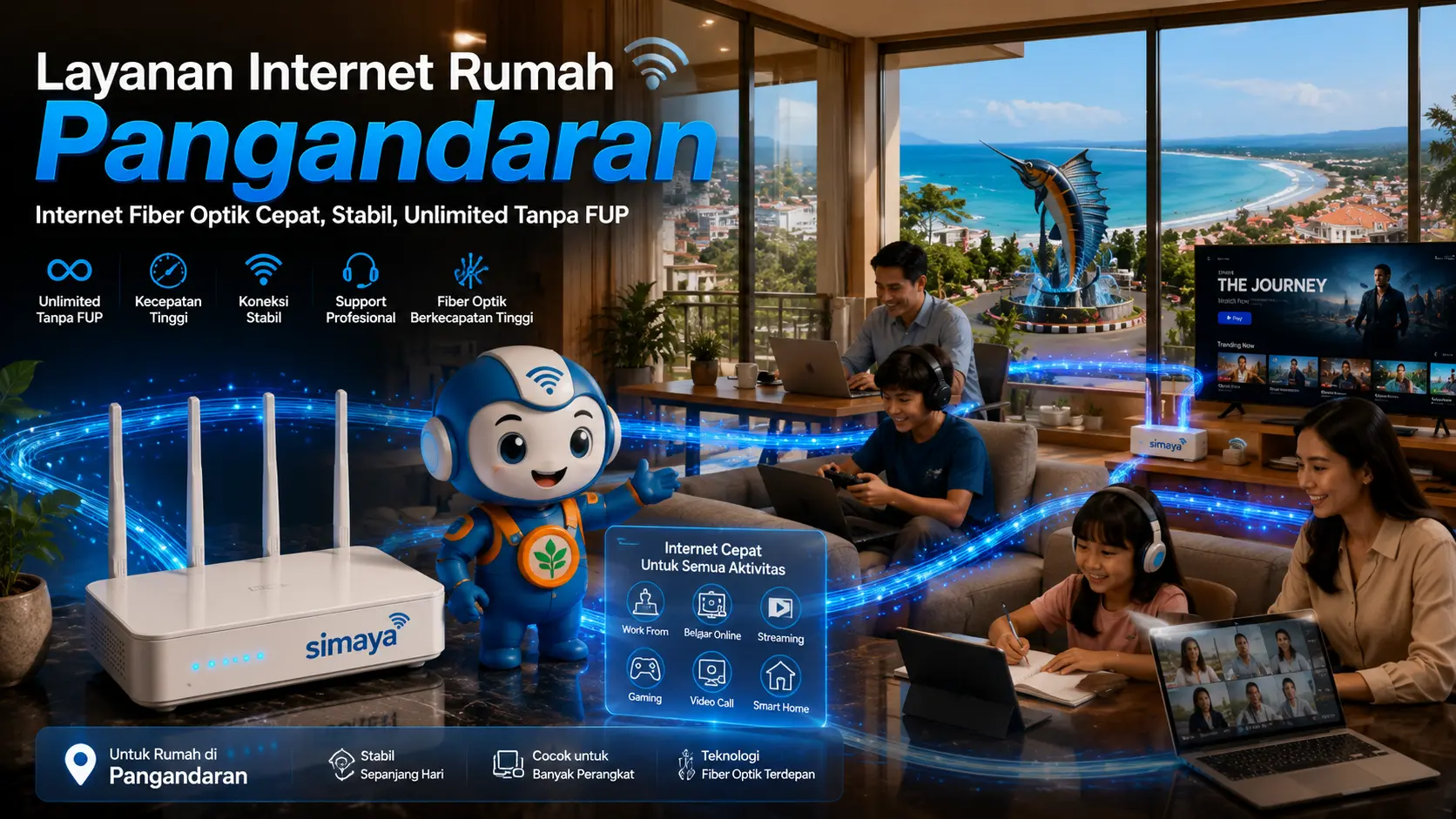 Layanan internet rumah fiber optik Simaya di Pangandaran.