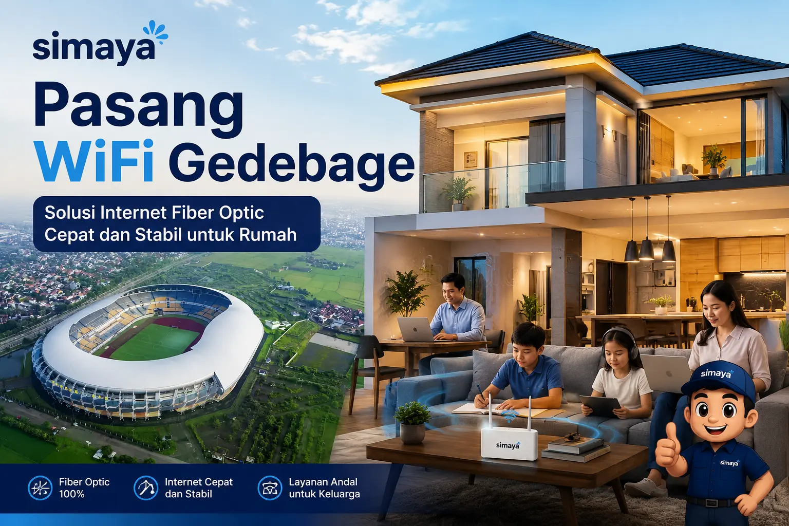 Layanan pasang WiFi Gedebage dengan internet fiber optic Simaya.