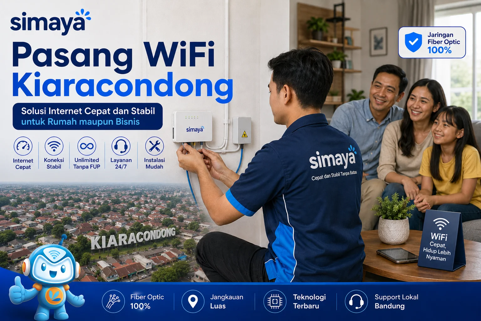 Pasang WiFi Kiaracondong dengan internet fiber optik Simaya