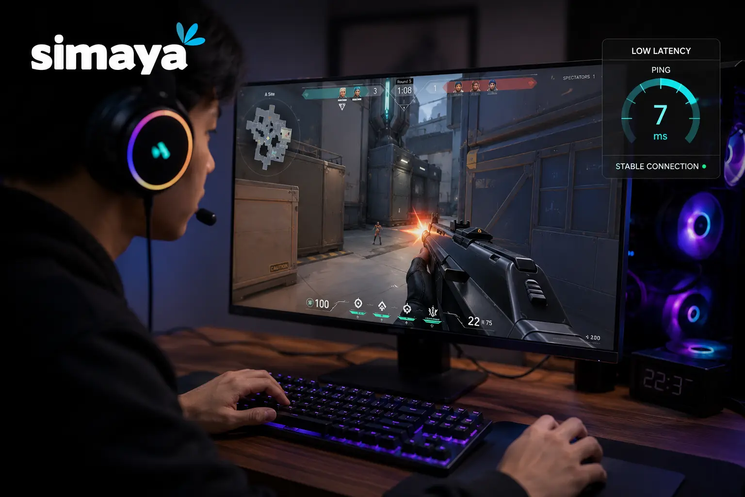 Ilustrasi koneksi internet dengan ping rendah untuk gaming
