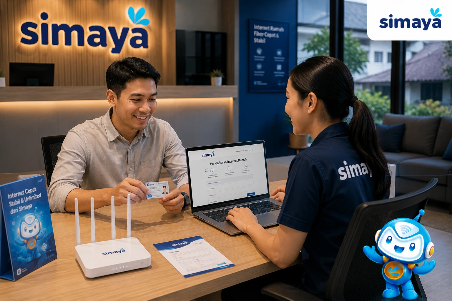 Syarat pasang WiFi rumah dengan layanan internet fiber Simaya