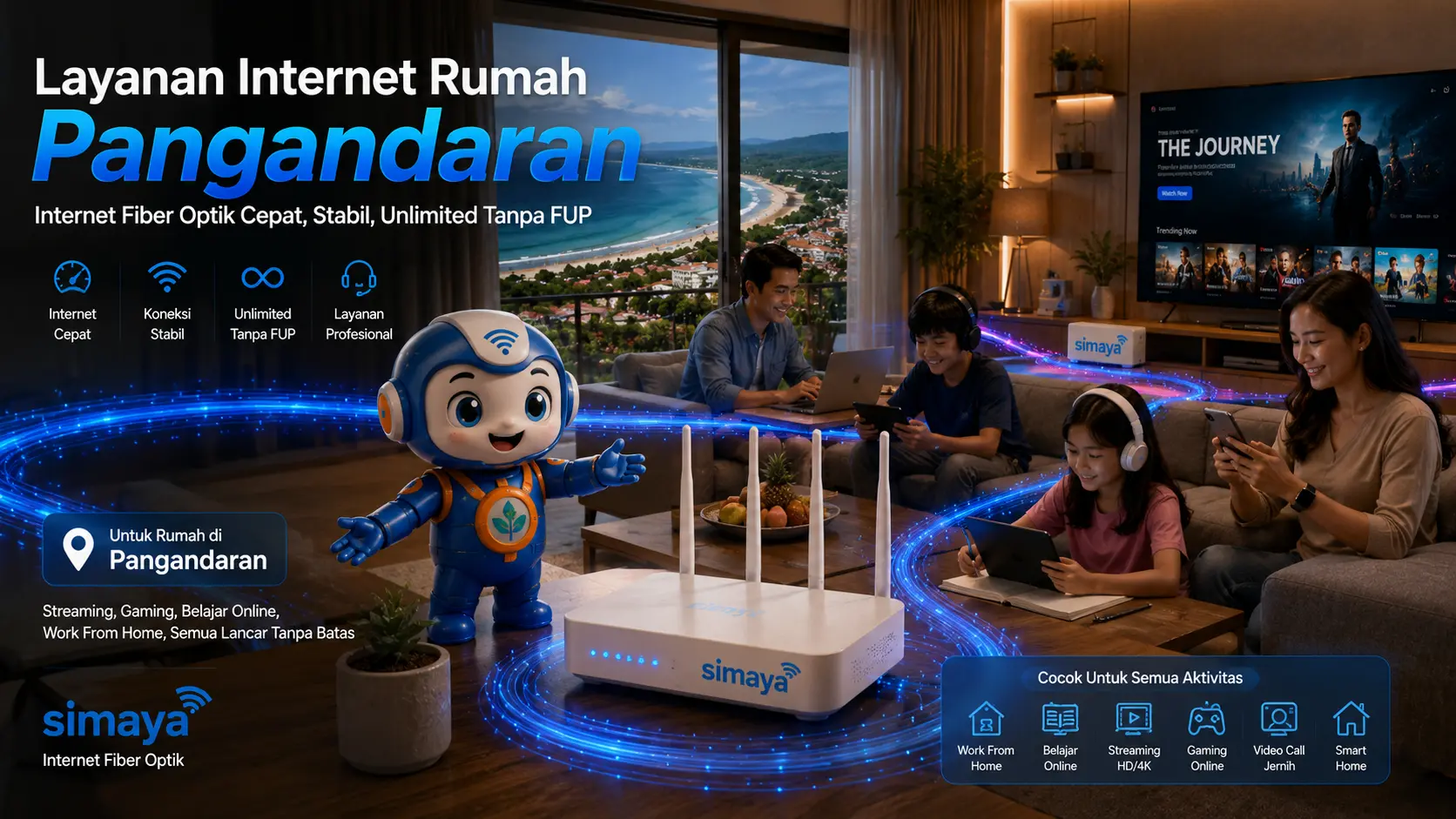Router WiFi Simaya menghadirkan internet rumah cepat di Pangandaran.