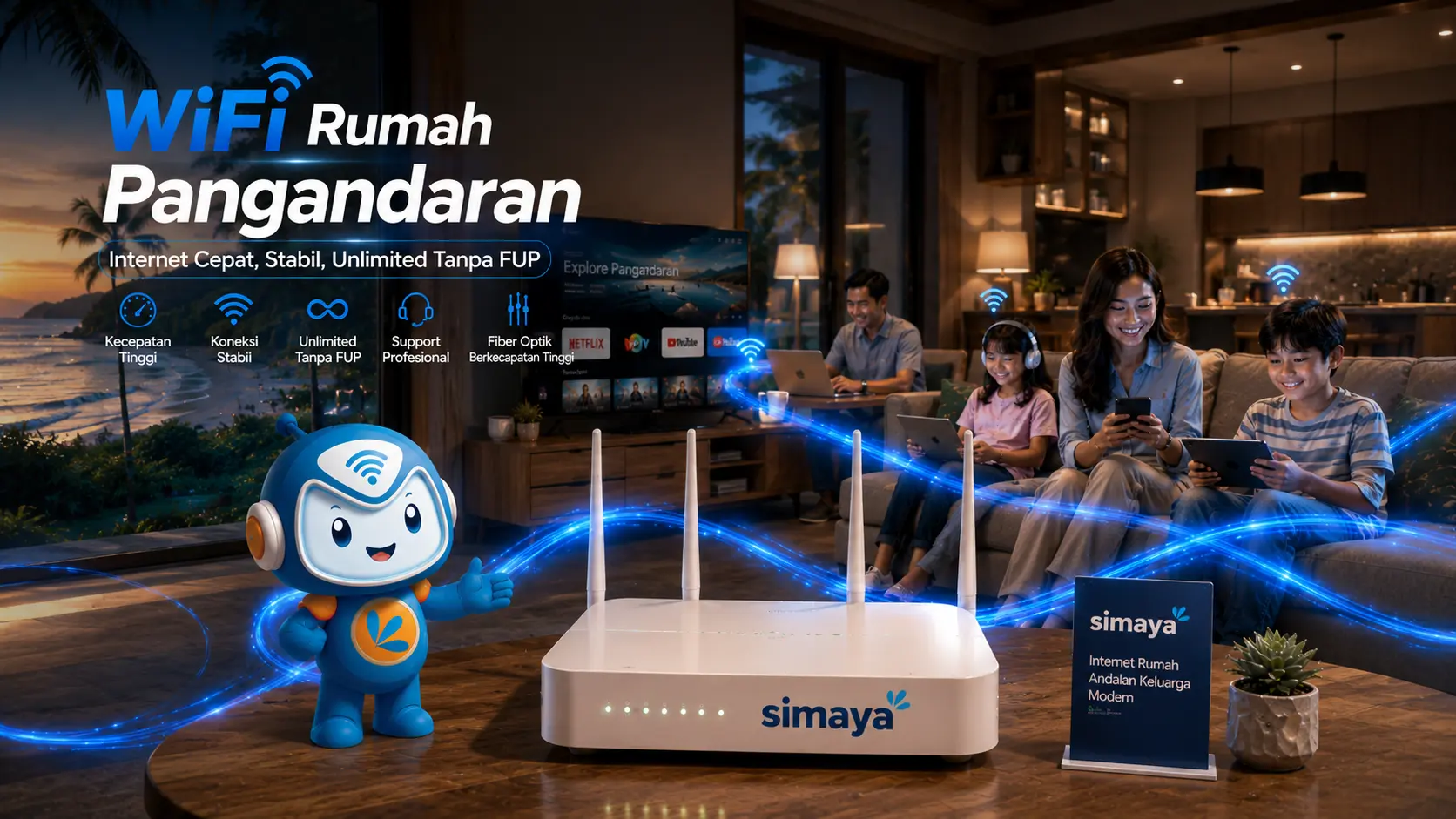 Router WiFi Simaya memberikan koneksi internet cepat dan stabil di Pangandaran.