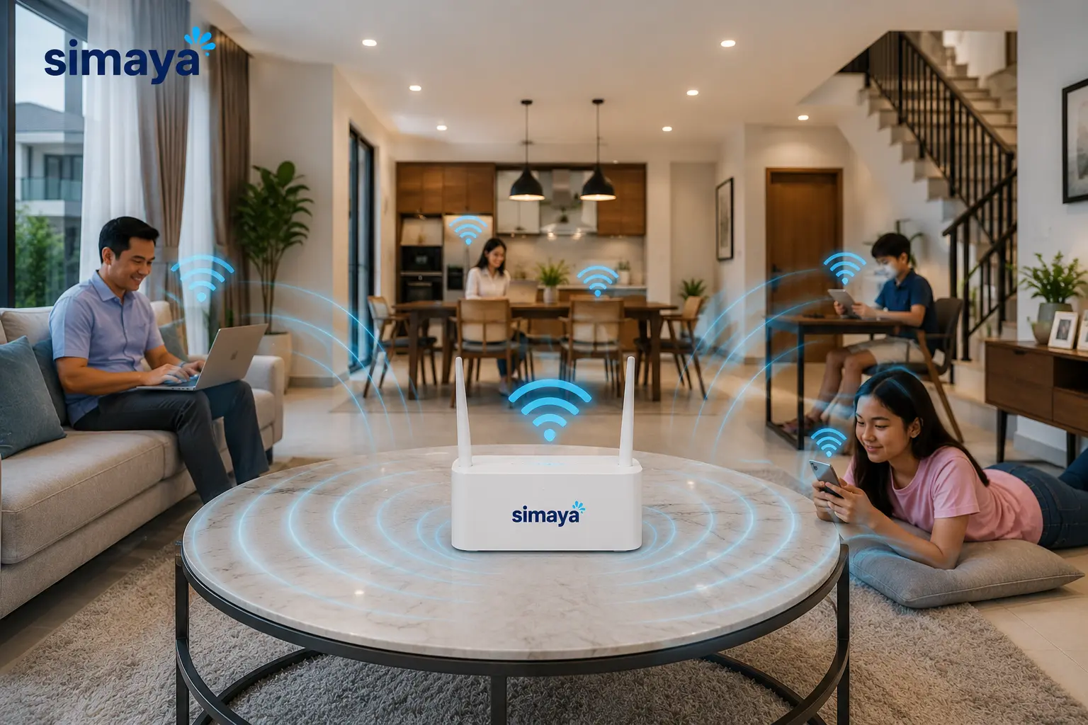 Router WiFi dipasang di posisi ideal dalam rumah