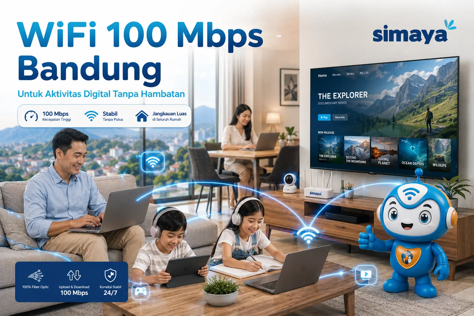 WiFi 100 Mbps Bandung dari Simaya untuk internet rumah cepat dan stabil