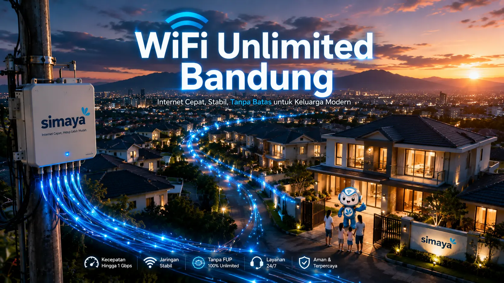 WiFi Unlimited Bandung dengan jaringan fiber optik cepat dan stabil dari Simaya.