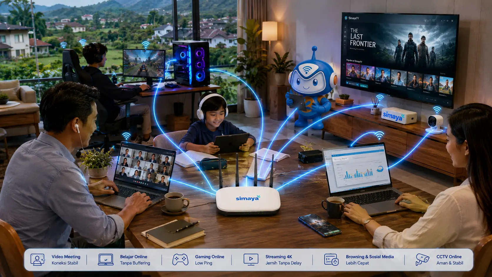 Internet Simaya mendukung kerja, belajar, streaming, dan gaming di rumah Subang.