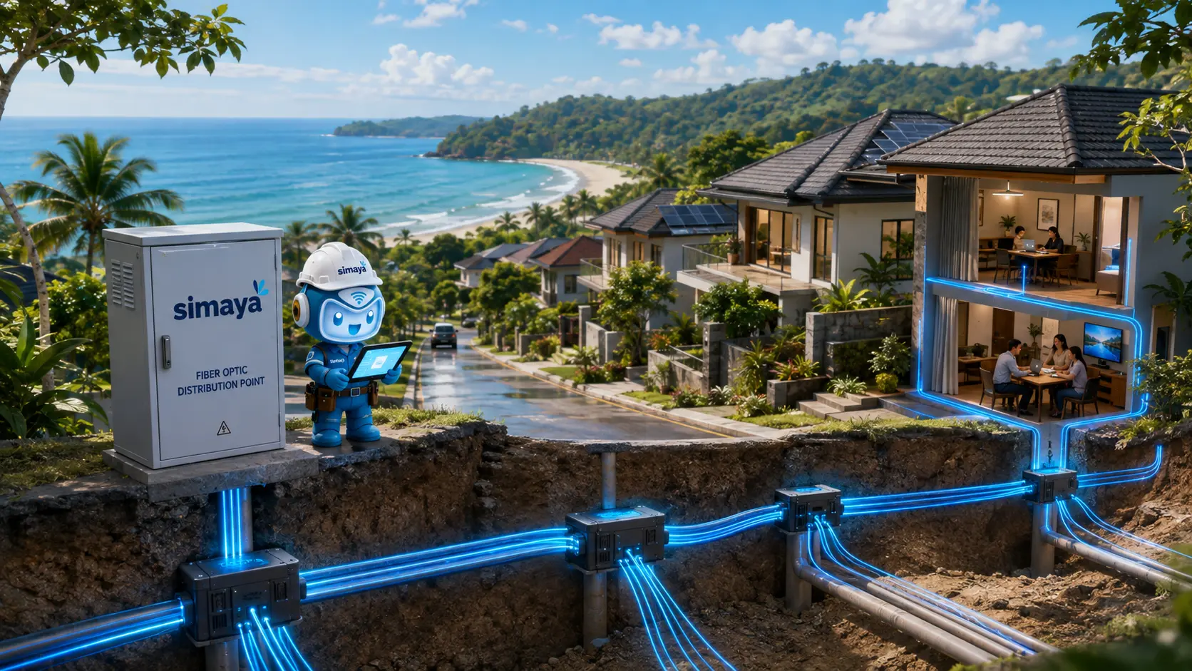 Infrastruktur fiber optik Simaya di Pangandaran.