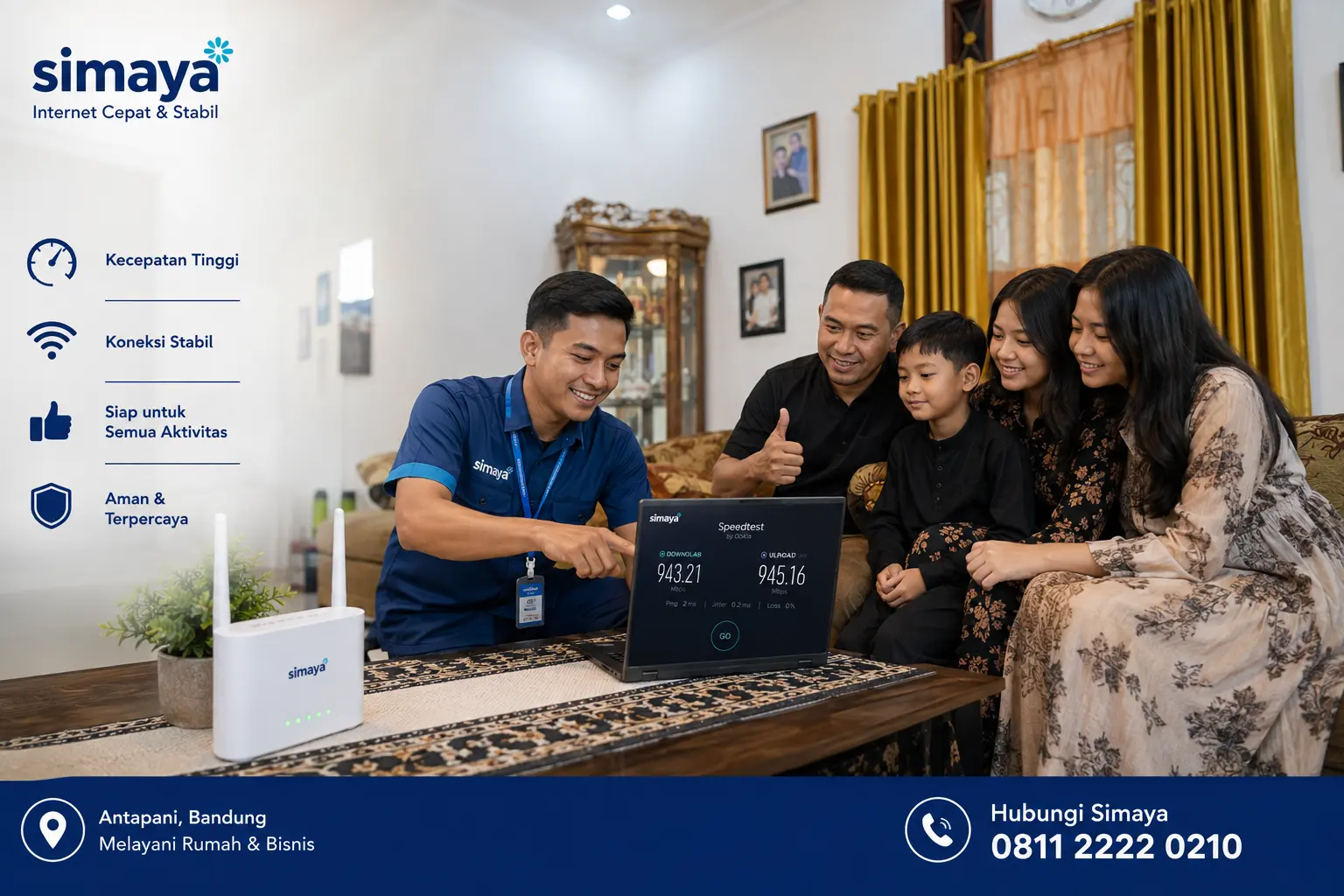 Instalasi WiFi Simaya di Antapani Bandung