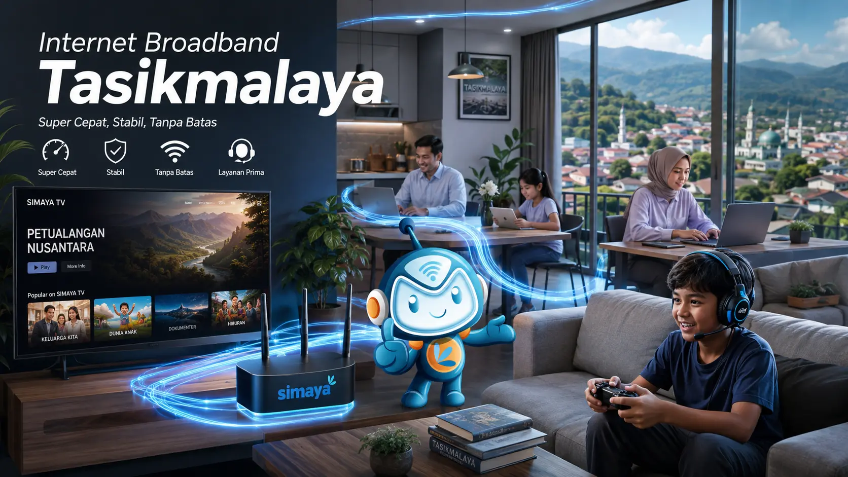Internet broadband Tasikmalaya menggunakan jaringan fiber optik Simaya.