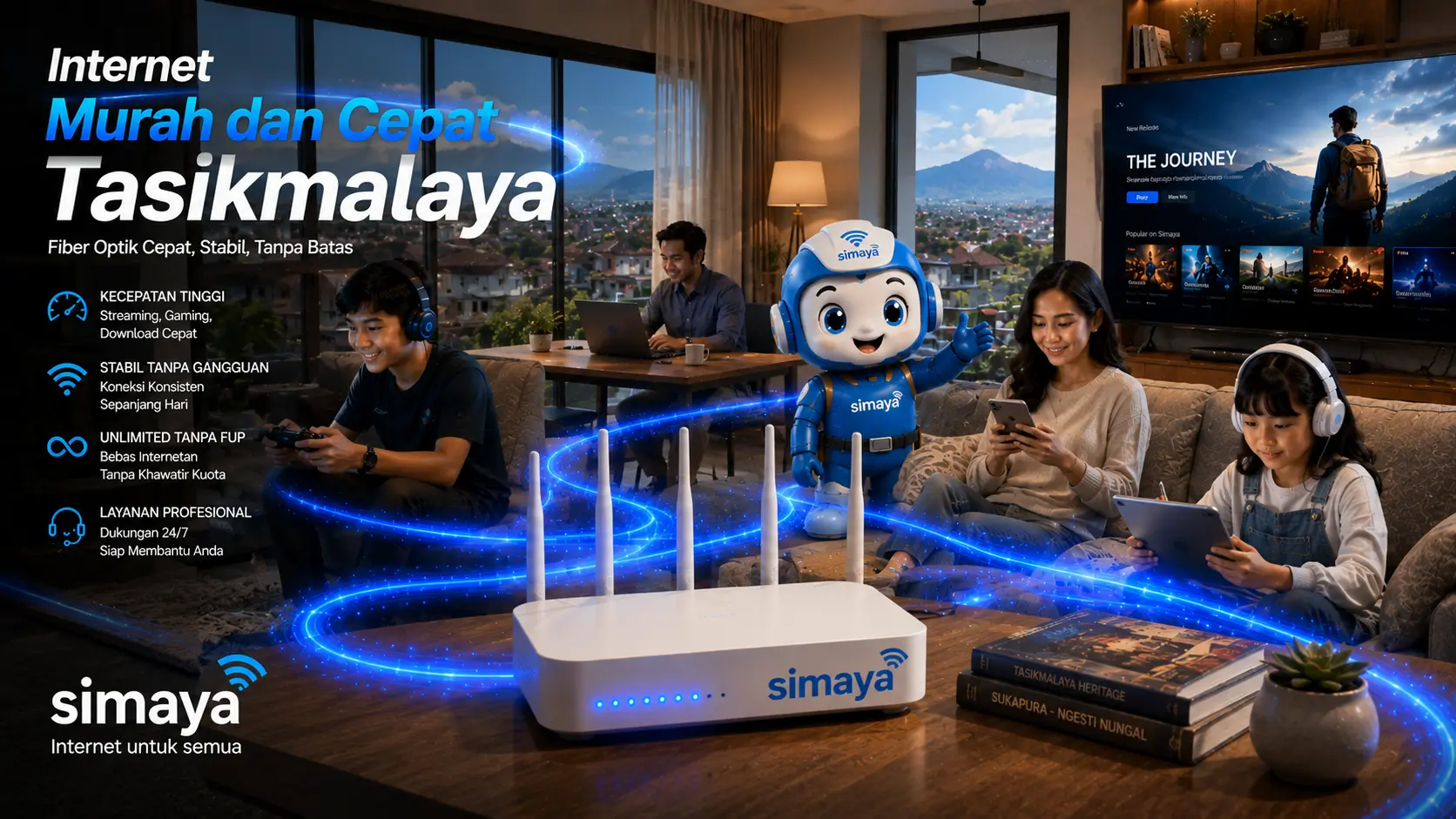 Internet murah dan cepat Tasikmalaya menggunakan fiber optik Simaya.