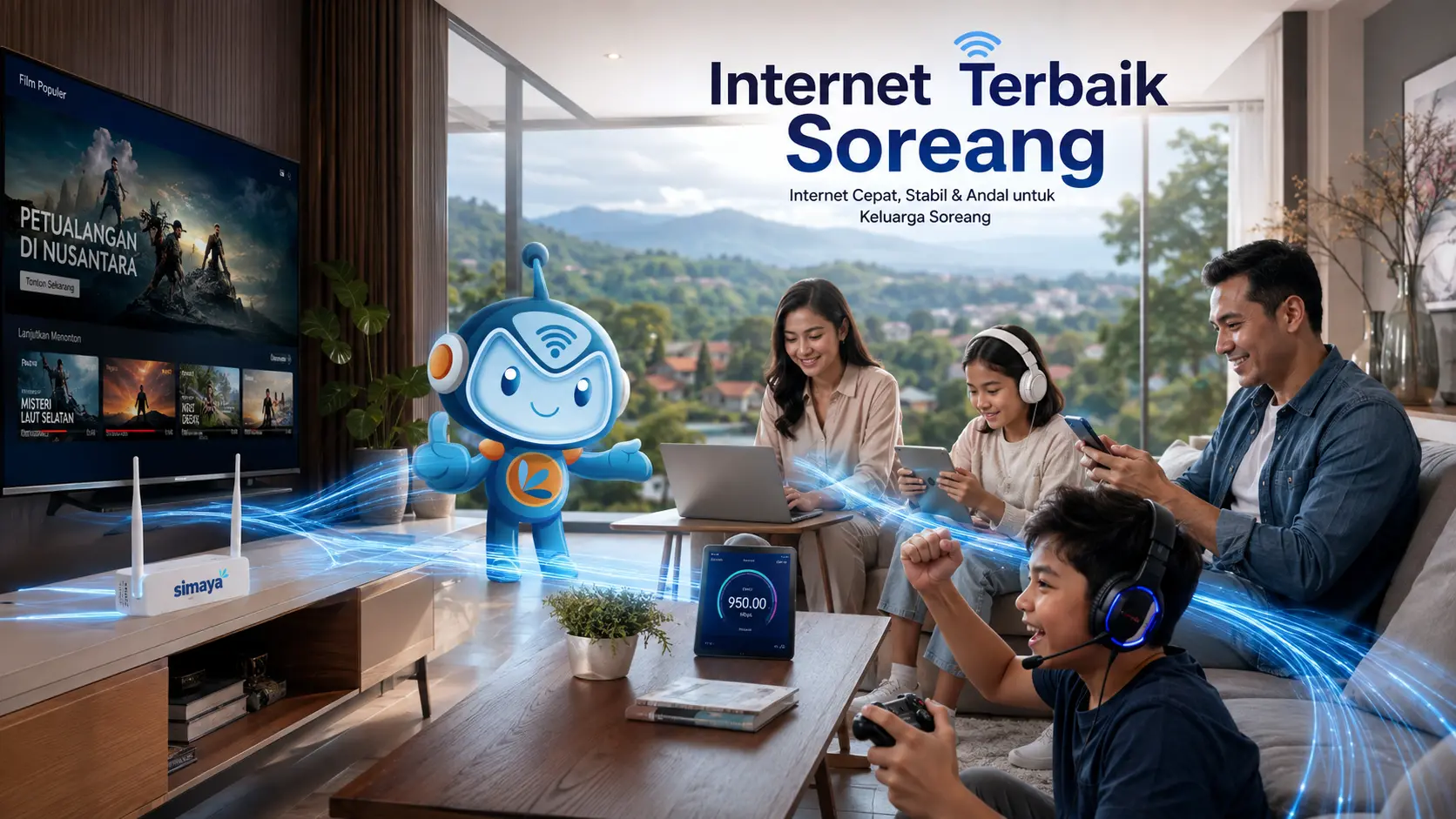 Internet terbaik Soreang menggunakan jaringan fiber optik Simaya.
