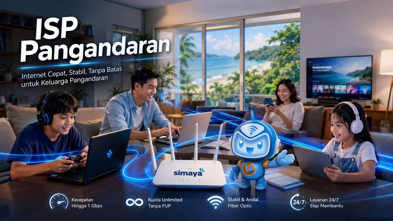 ISP Pangandaran menggunakan internet fiber optik Simaya.