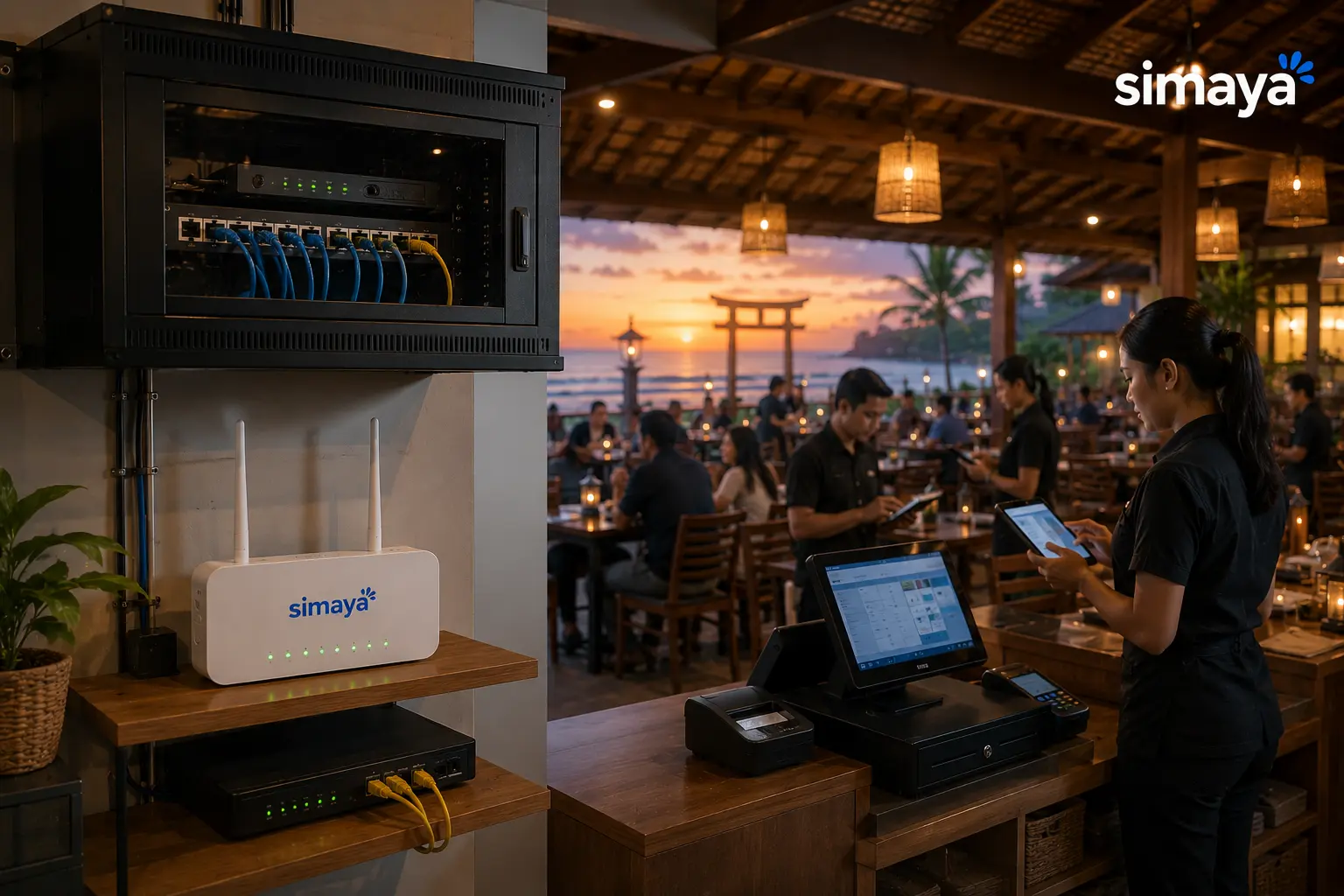 Perangkat jaringan internet restoran Simaya di Pangandaran