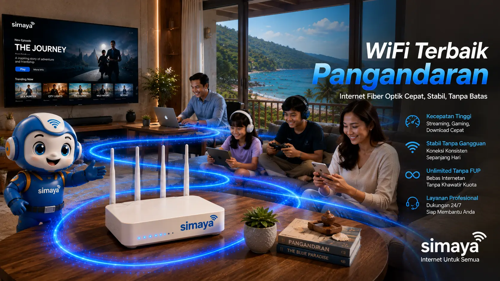Router WiFi Simaya untuk internet rumah Pangandaran.