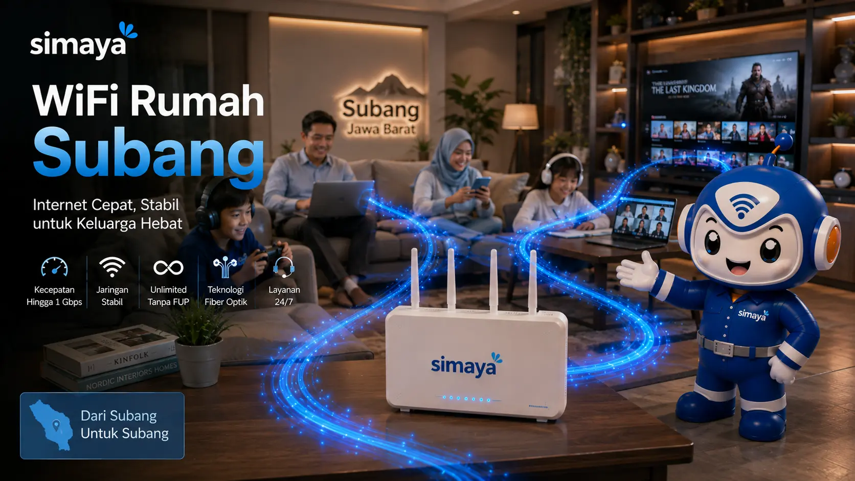 Router WiFi Simaya untuk layanan internet rumah cepat dan stabil di Subang