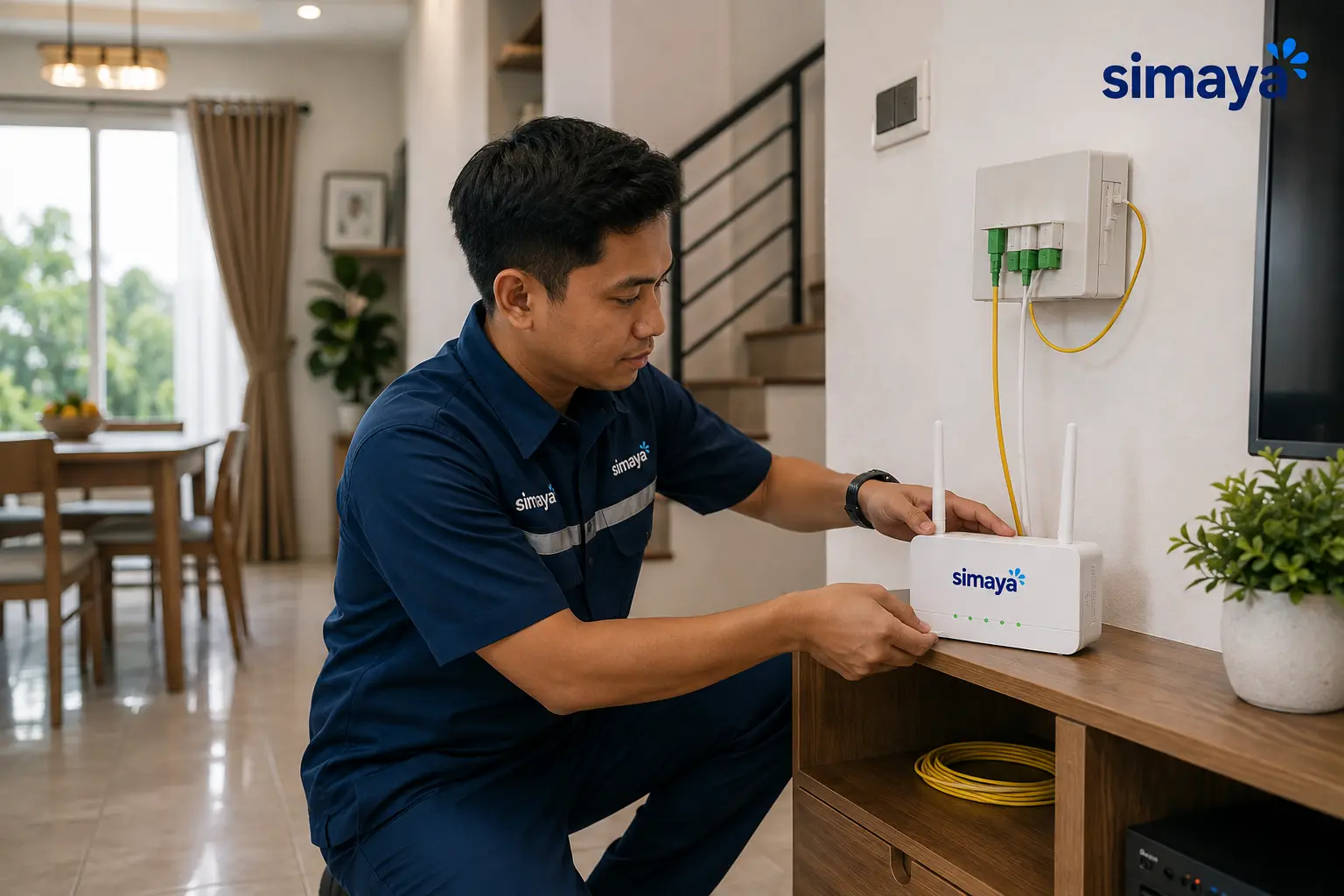 Teknisi internet fiber Simaya di Sumedang