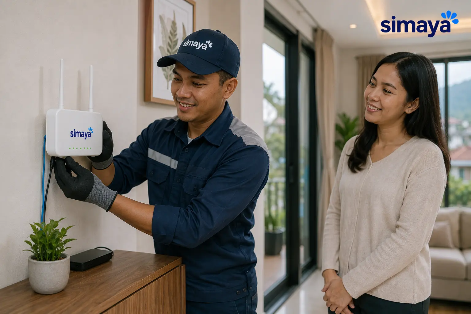 Teknisi memasang WiFi rumah di Garut Kota