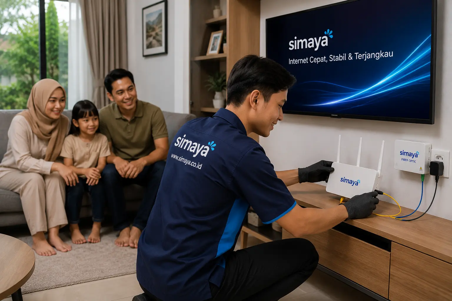Teknisi memasang WiFi rumah Garut