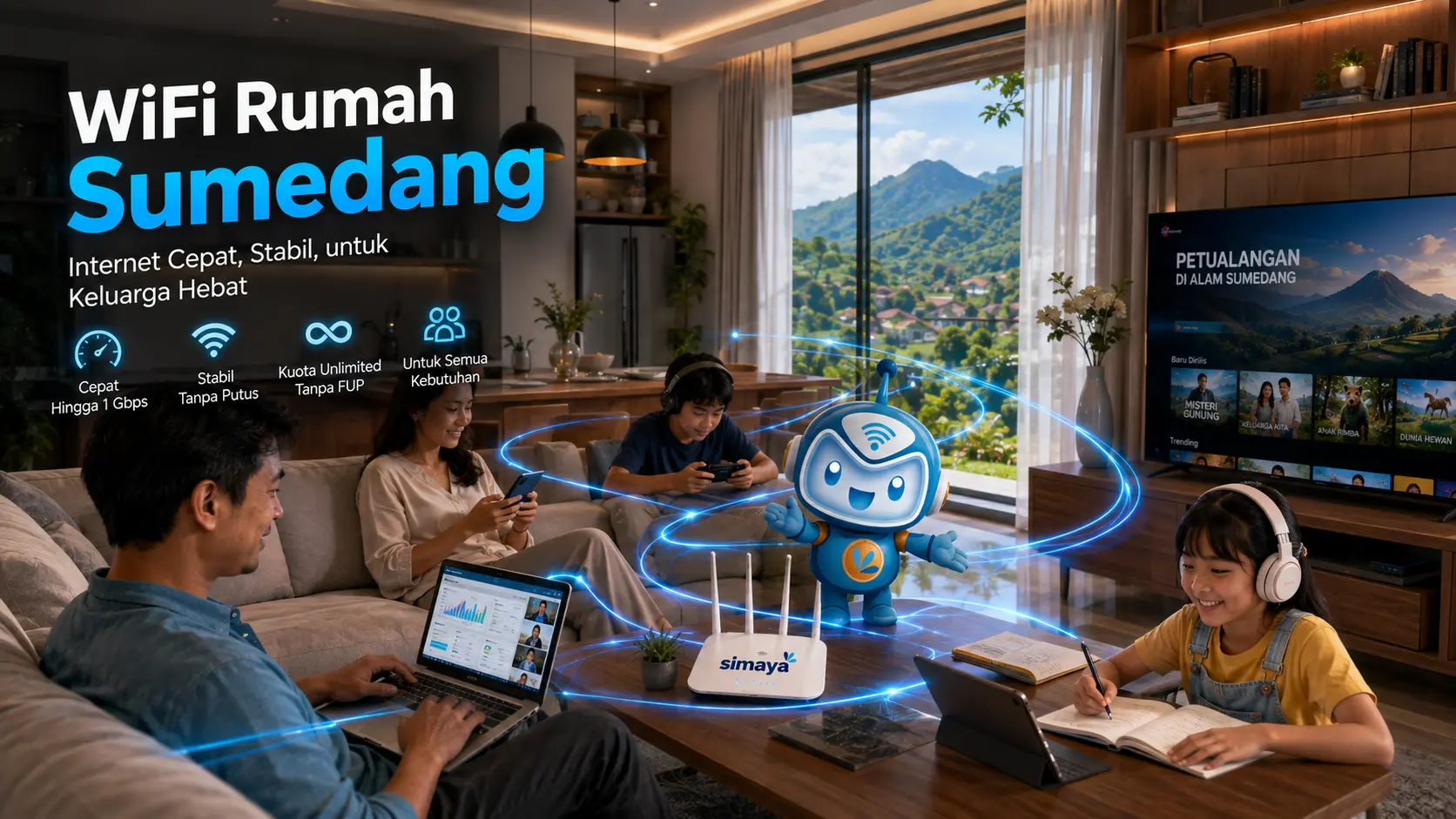 WiFi Rumah Sumedang Simaya dengan koneksi fiber optic