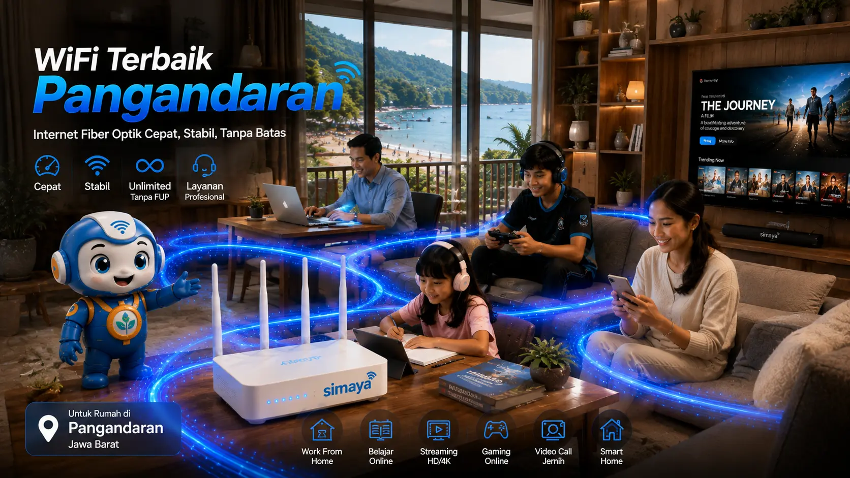 WiFi terbaik Pangandaran dari Simaya dengan internet fiber optik cepat dan stabil.