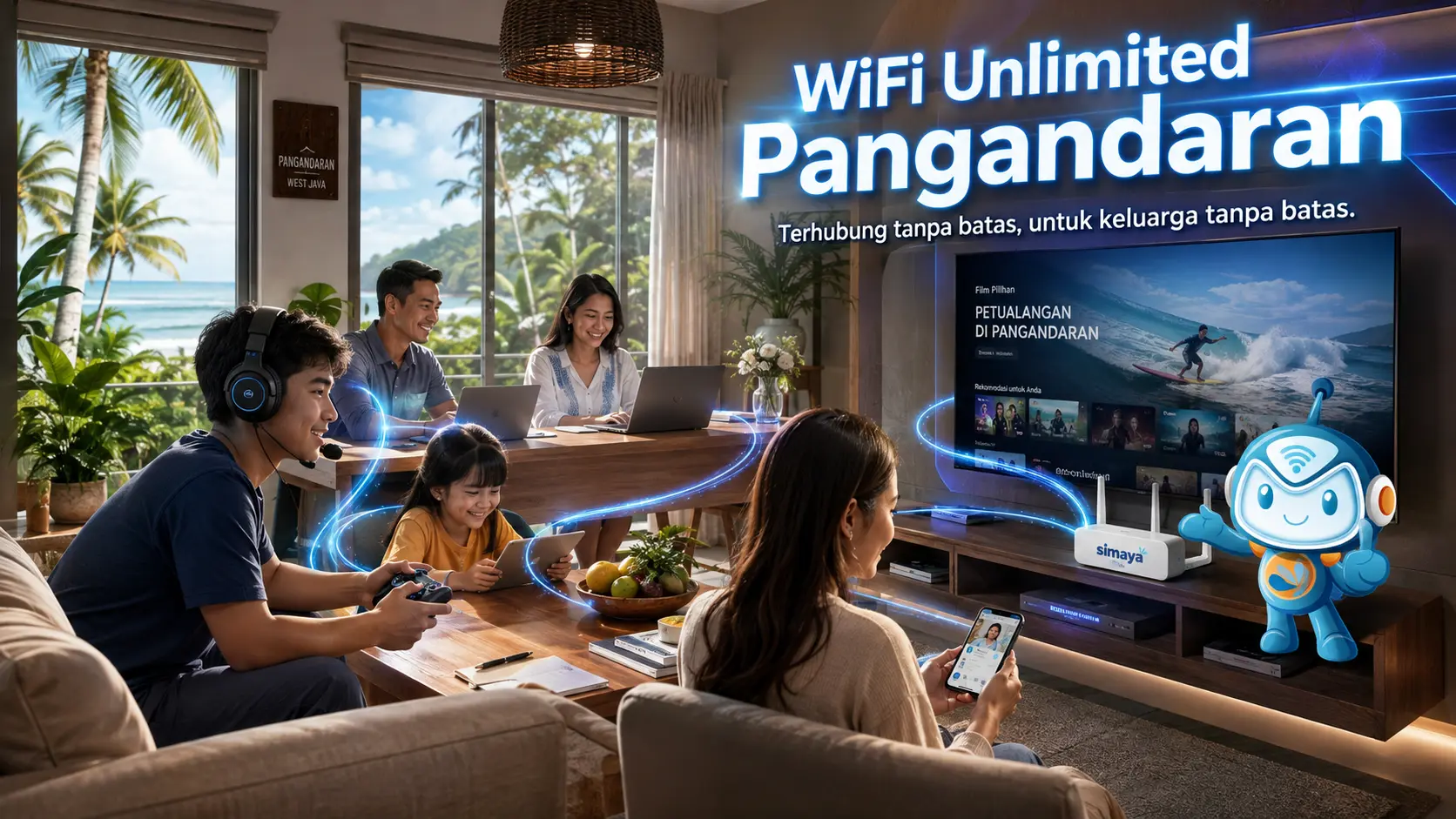WiFi unlimited Pangandaran menggunakan jaringan fiber optik Simaya.