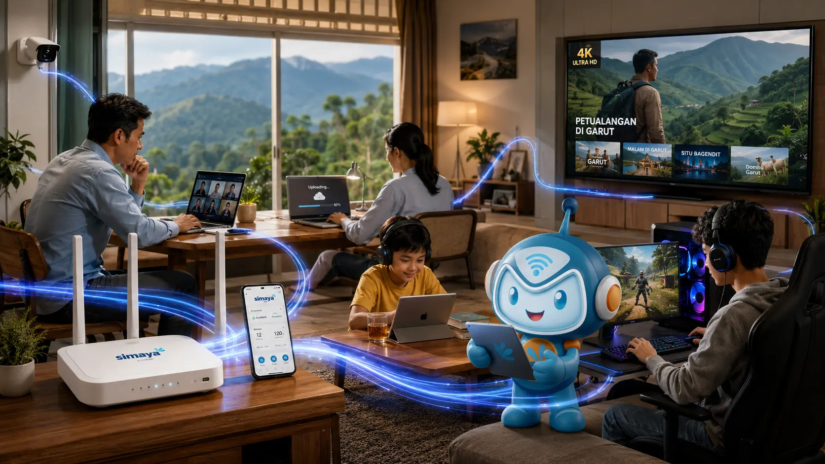 Internet Simaya mendukung meeting, belajar online, streaming, gaming, dan smart home di Garut.